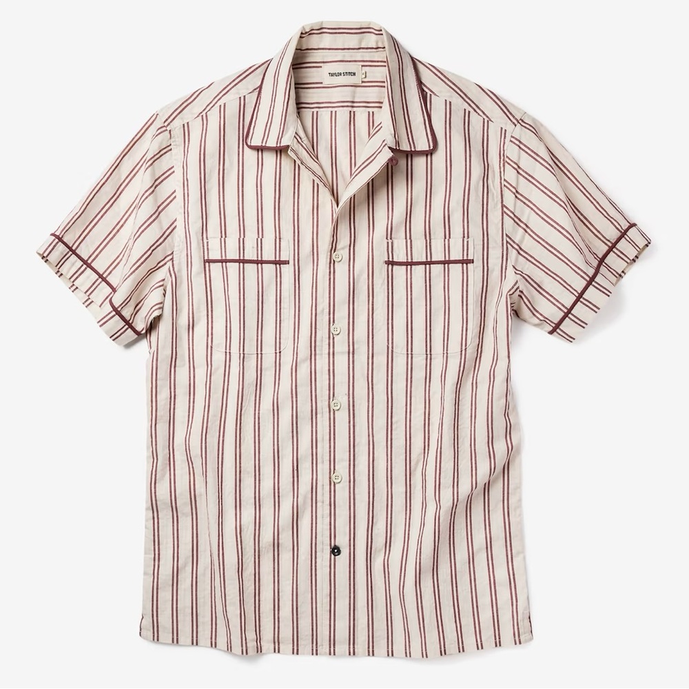 Taylor Stitch Tulum Shirt in Cranberry Stripe